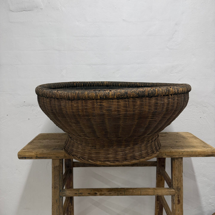 Water Tiger Decor Antique Chinese Basket On Base