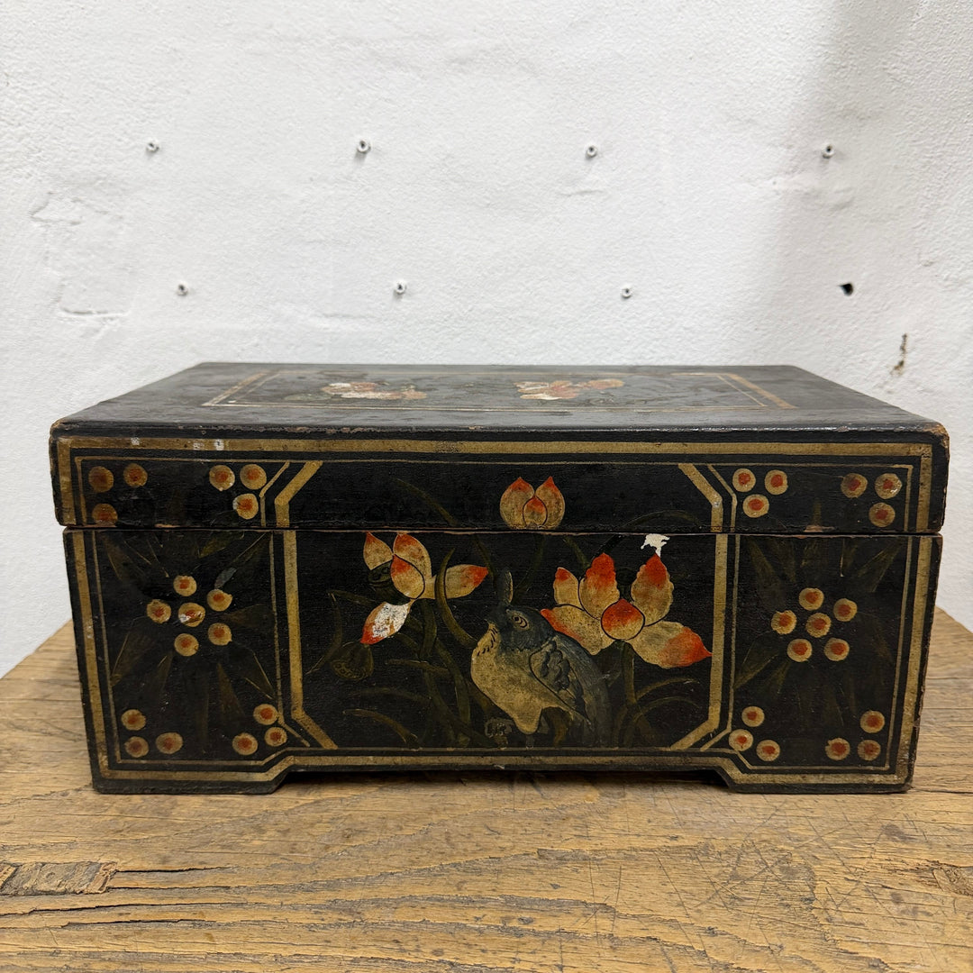 Water Tiger Decor Antique Chinese Wooden Document Box Early 1900’s