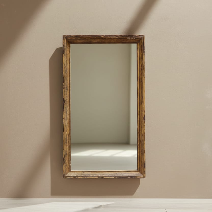 Water Tiger india Large Bevelled Edge Teak Mirror From India