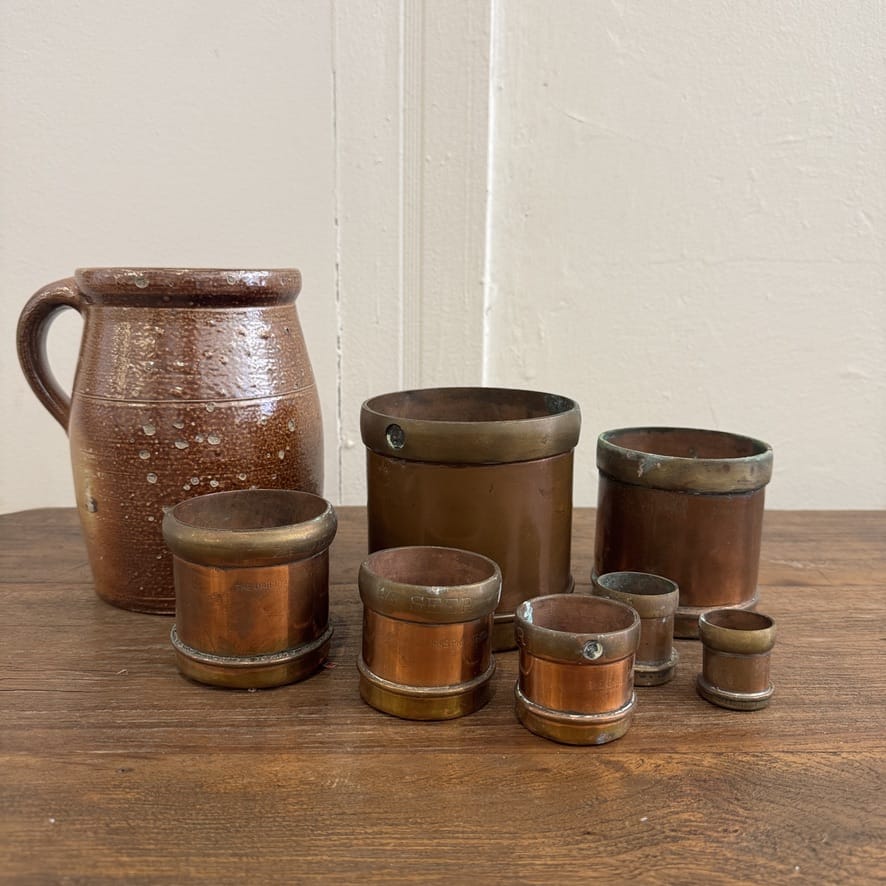 Water Tiger France Antique Copper Measuring Cups