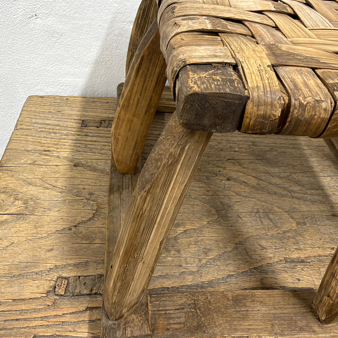 Water Tiger Furniture Antique Bamboo Woven Low Stool