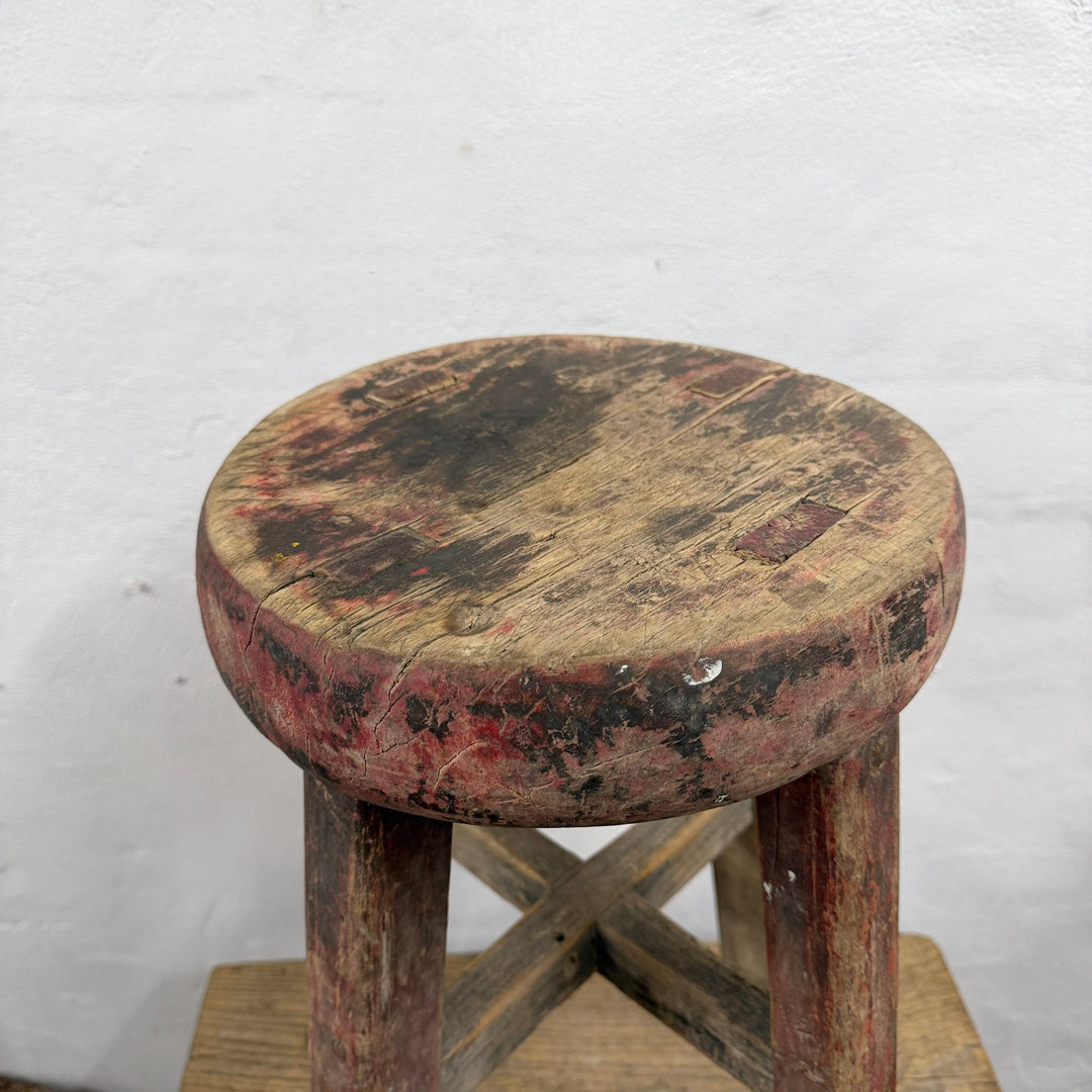 Water Tiger Furniture Chinese Elm Round Stool- early 1900&