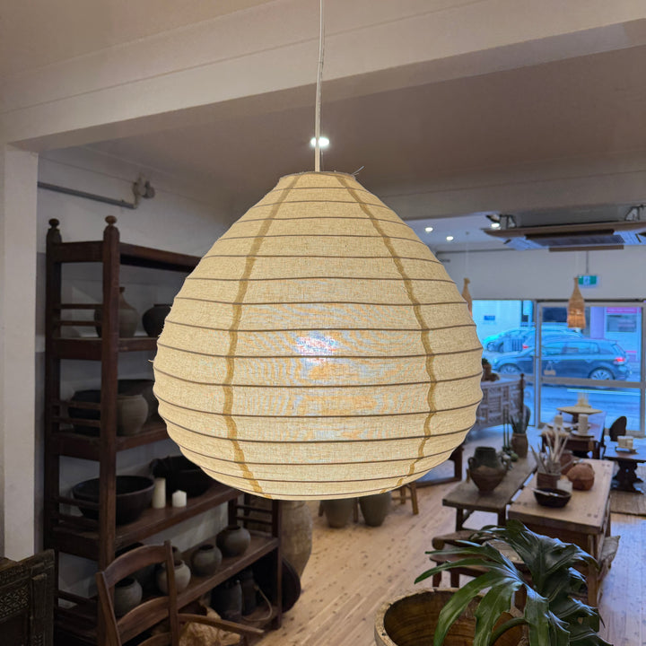 Water Tiger shop Hanging Natural Linen Lampshades - Teardrop &amp; Beehive Pendant Lights | Water Tiger