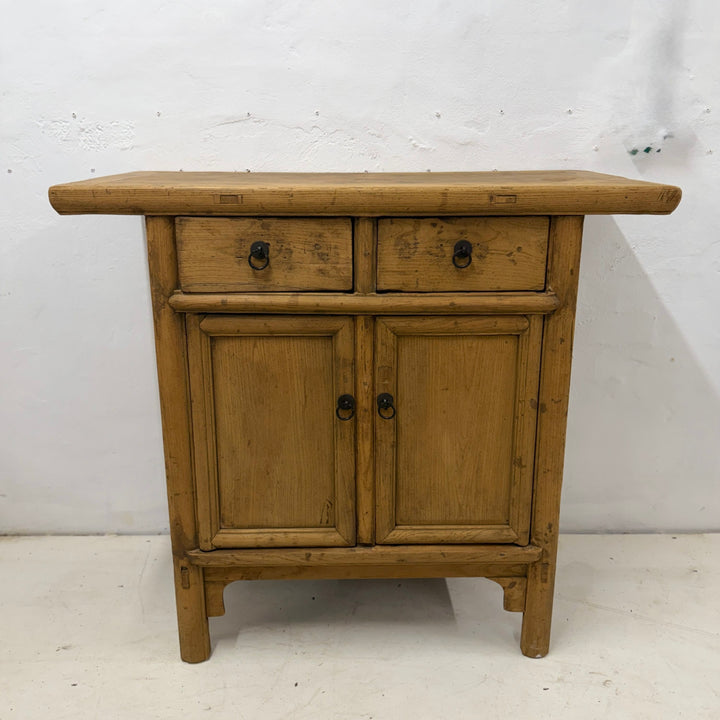 Water Tiger Furniture Early 20th Century Qing Cabinet, Light Elmwood with Brass Hardware, China