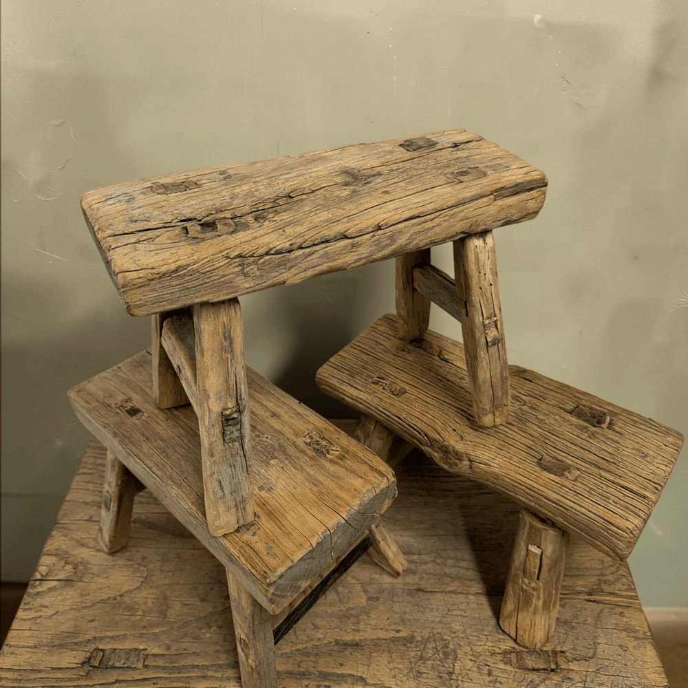 Water Tiger Furniture Vintage Chinese Elm Mini Stools