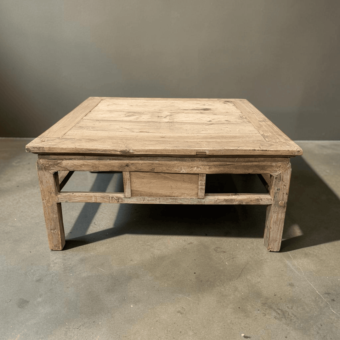 Water Tiger Furniture Square Chinese Low Elm Coffee Table | 95x95x45cm