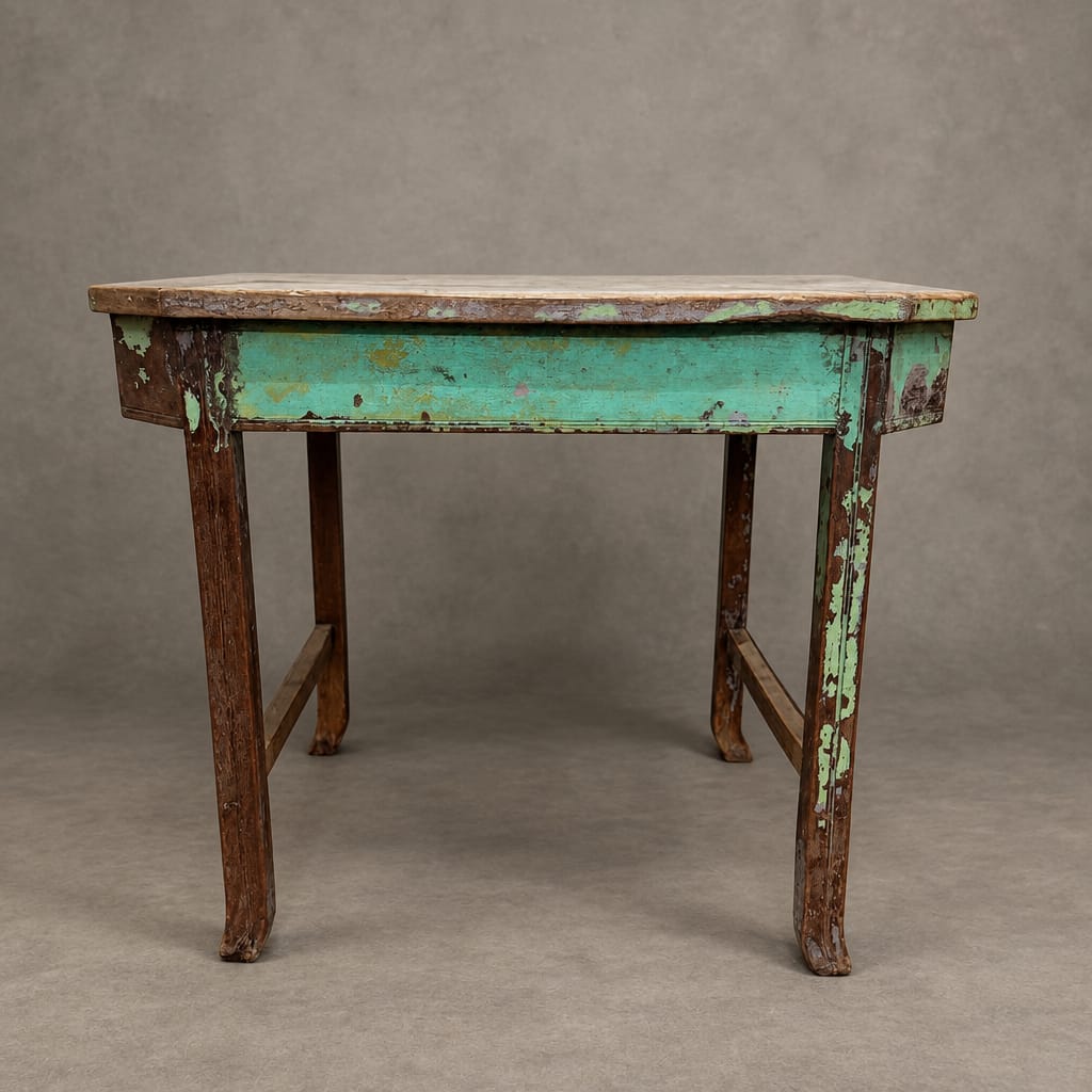 Water Tiger Furniture Vintage Teak Marble Top Table