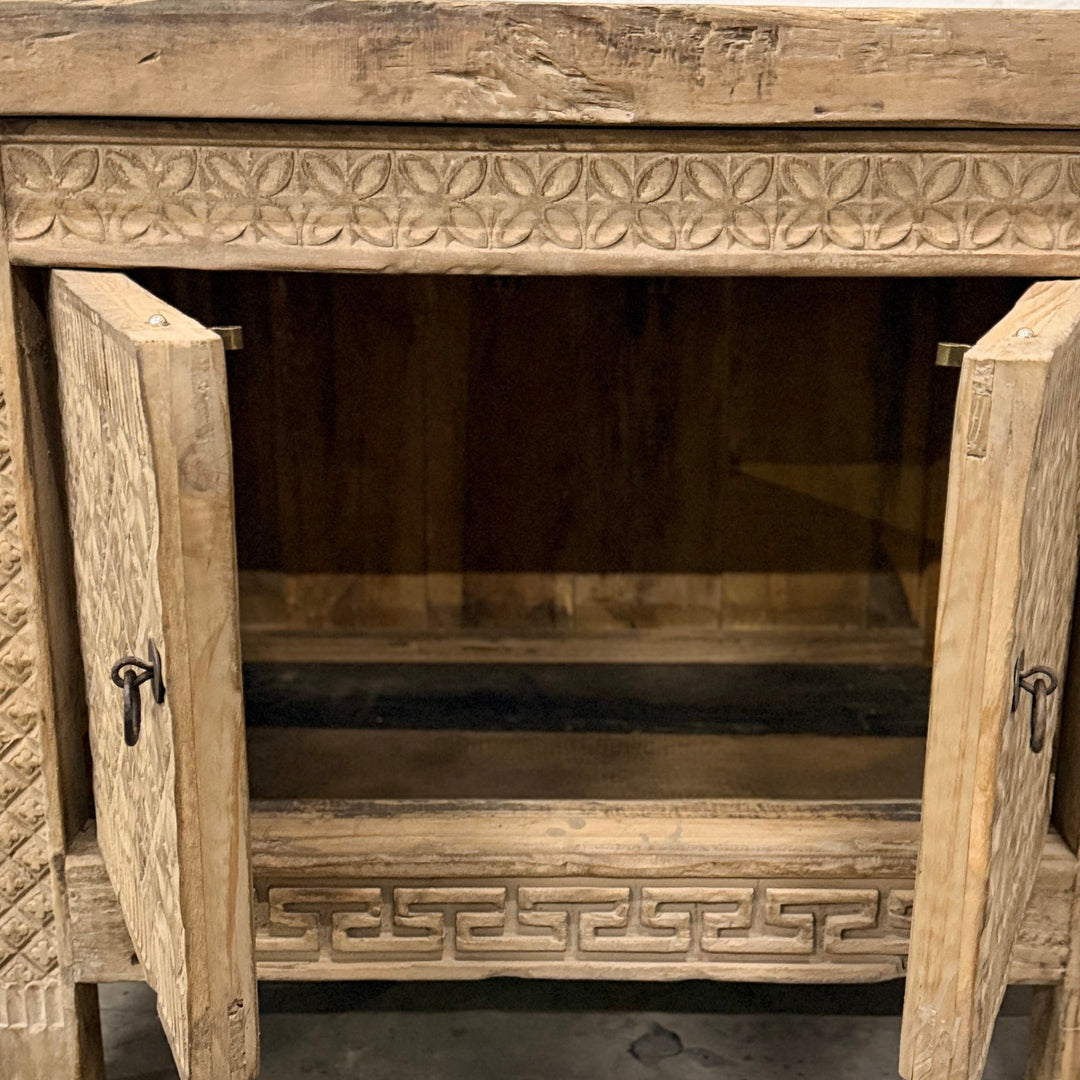 Water Tiger Furniture Antique Xinjiang Carved Elm Cabinet