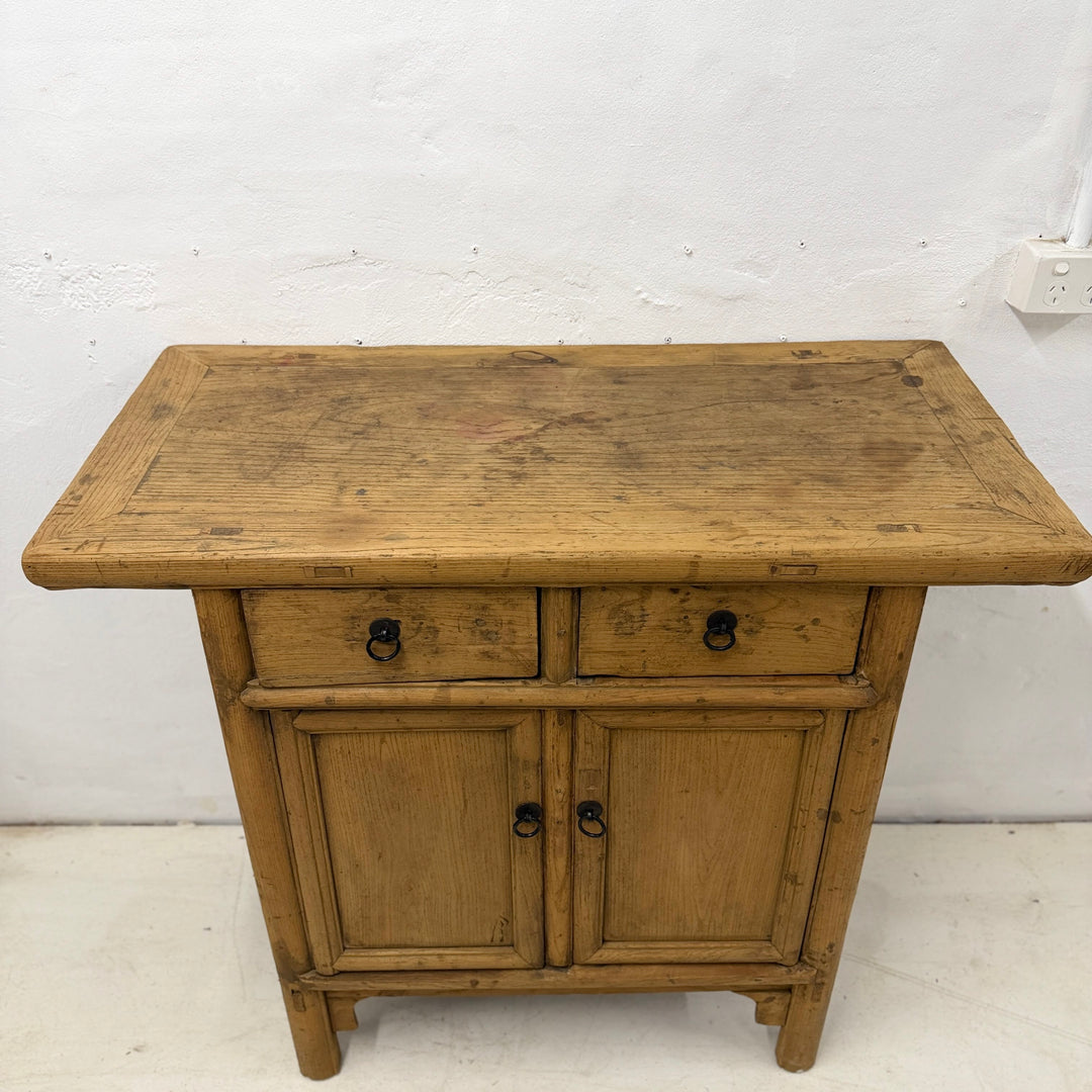 Water Tiger Furniture Early 20th Century Qing Cabinet, Light Elmwood with Brass Hardware, China