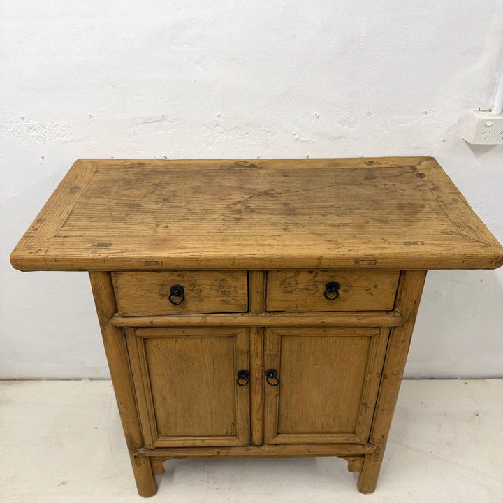 Water Tiger Furniture Early 20th Century Qing Cabinet, Light Elmwood with Brass Hardware, China