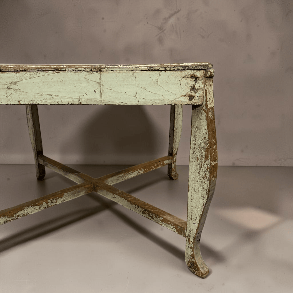 Water Tiger Furniture Square Teak Table With Painted Patina