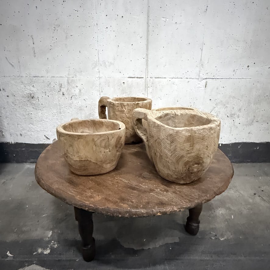 Water Tiger Decor Handcarved Grinding Bowls from Lombok