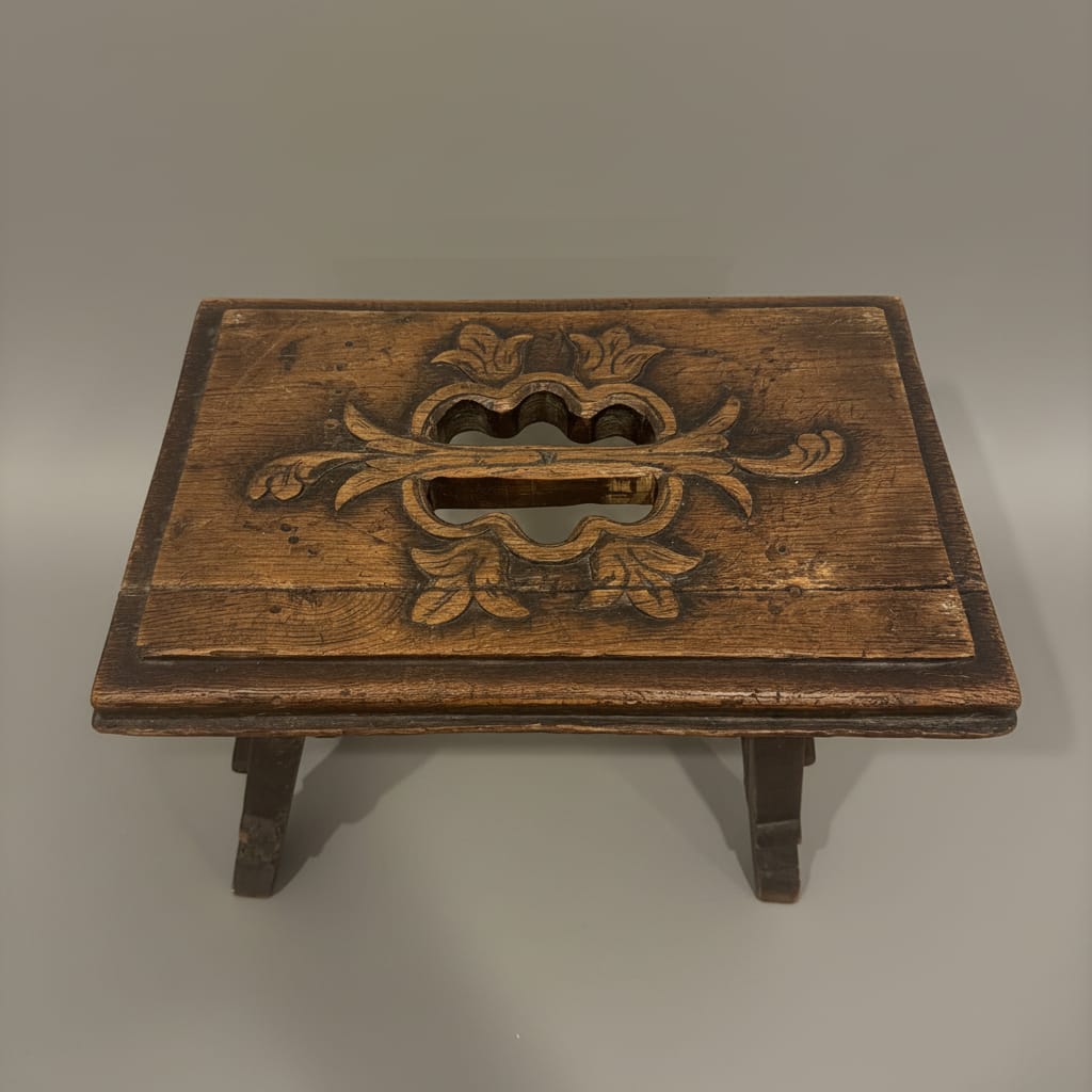 Water Tiger Furniture Late 19th Century Gothic Revival Oak Stool c1890