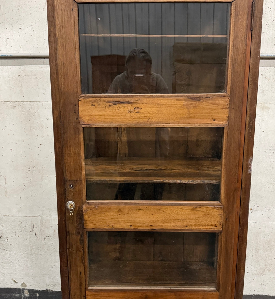 Water Tiger Furniture Vintage Colonial Glass and Teak Cabinet