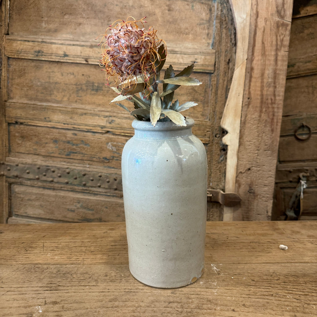 Water Tiger Furniture Antique French Stoneware Vase- Large Grey Pot