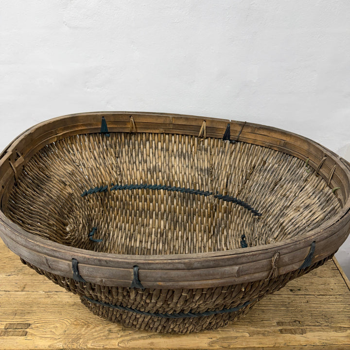 Water Tiger Decor Antique Chinese Grain Basket