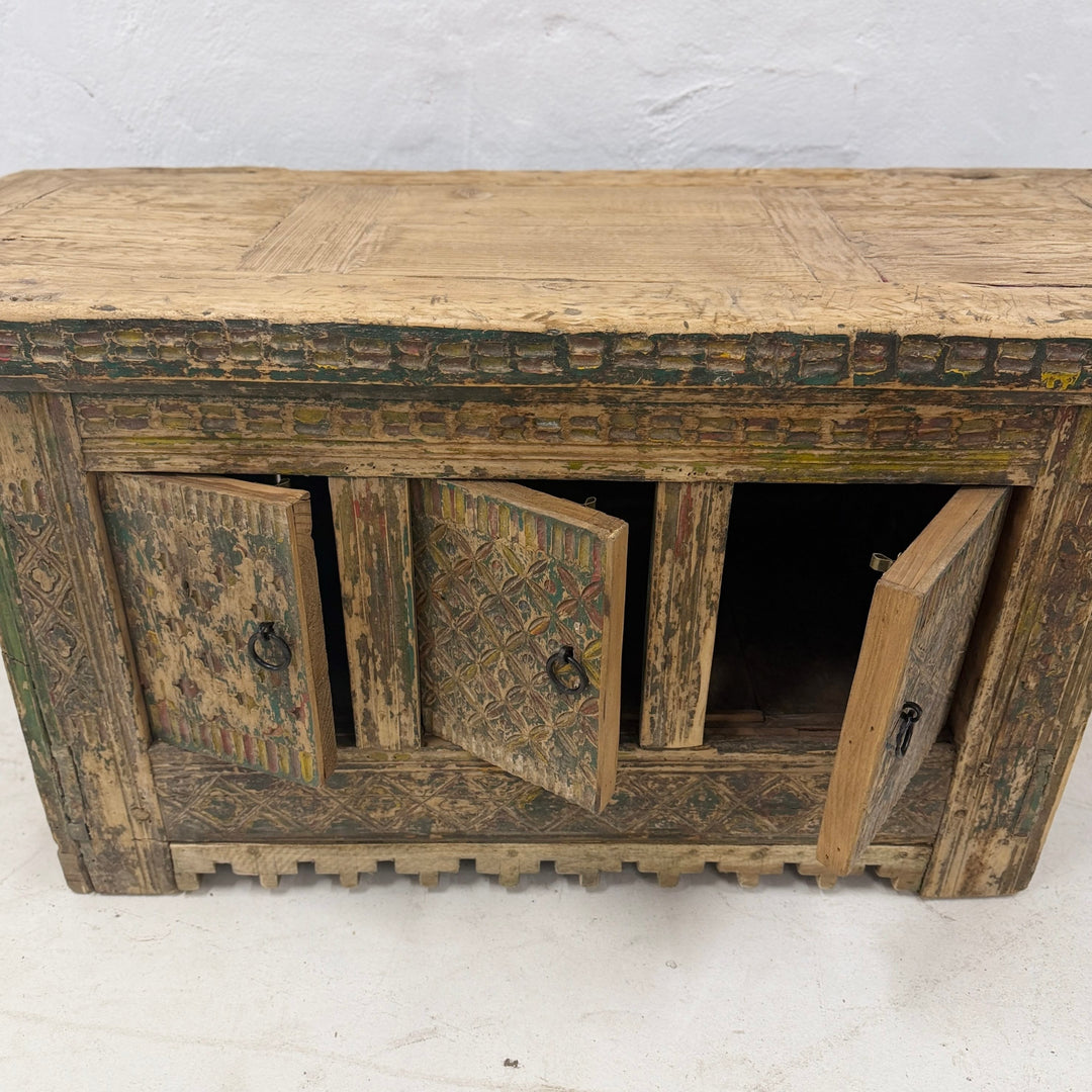 Water Tiger Furniture Antique Xinjiang Carved Elm Cabinet