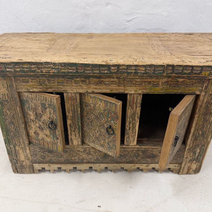 Water Tiger Furniture Antique Xinjiang Carved Elm Cabinet