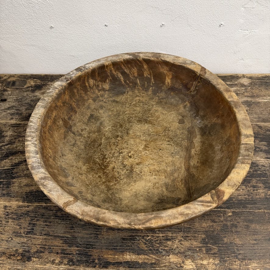 Water Tiger Decor Large Vintage Tibetan Wooden Bowl