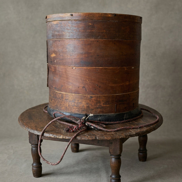Water Tiger Decor Chinese Bamboo Food Container, Late 19th Century.