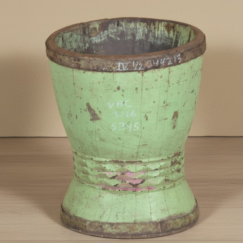 Water Tiger india Old India Wood Pestle Pot, 1920s