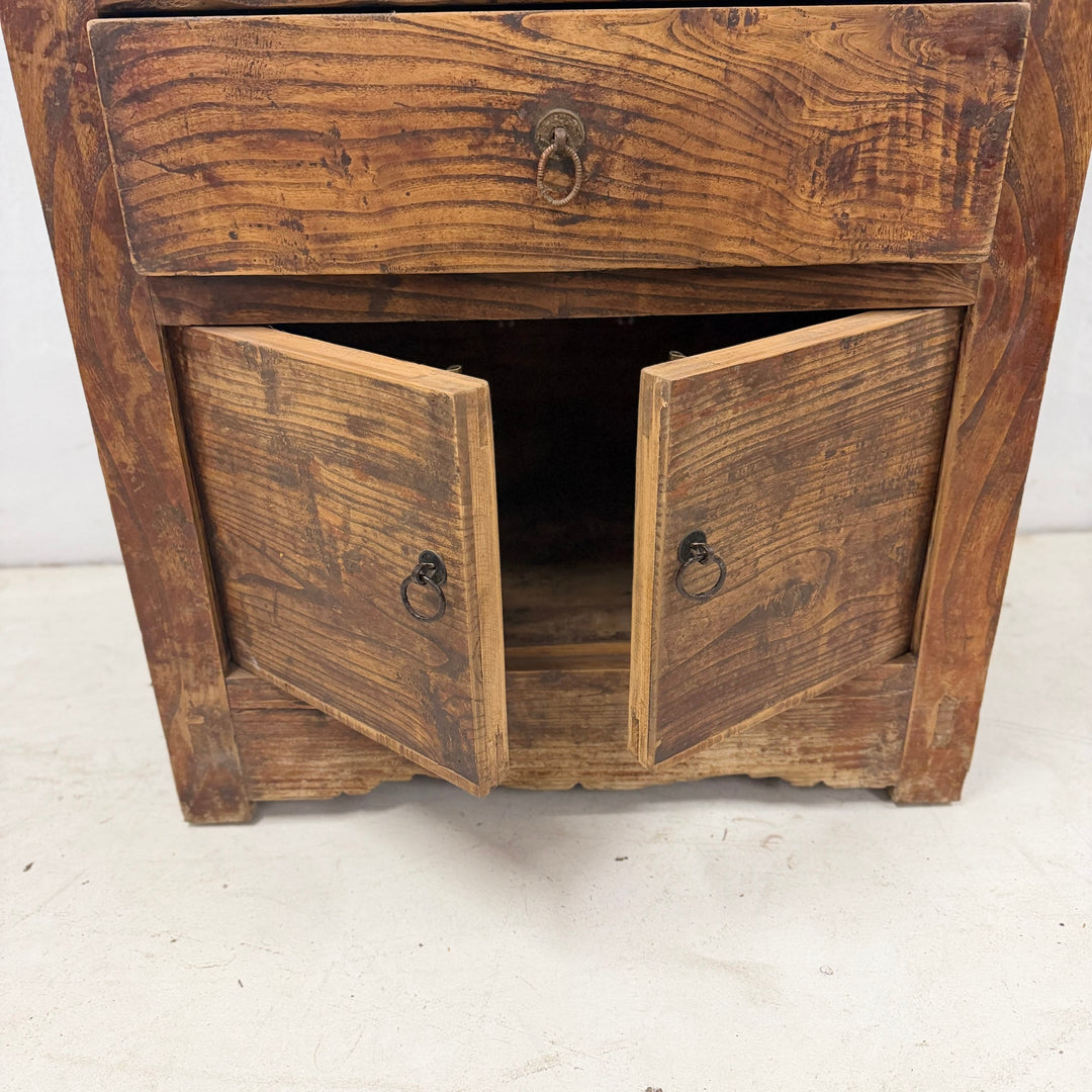Water Tiger Furniture Early 20th Century Qing Cabinet, Lower Doors Elmwood with Brass Hardware, China