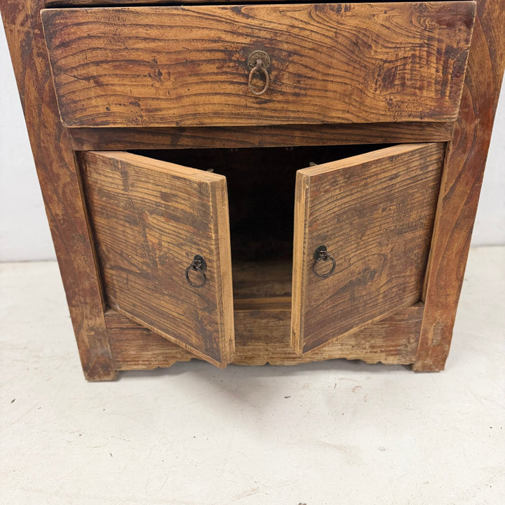 Water Tiger Furniture Early 20th Century Qing Cabinet, Lower Doors Elmwood with Brass Hardware, China