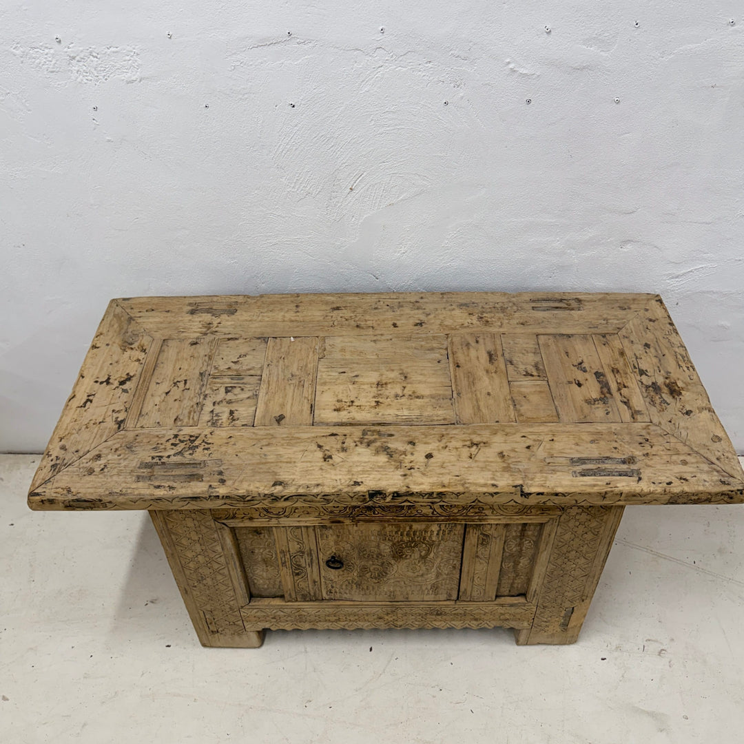 Water Tiger Furniture Antique Xinjiang Carved Elm Cabinet