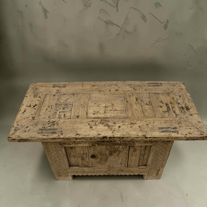 Water Tiger Furniture Antique Xinjiang Carved Elm Cabinet