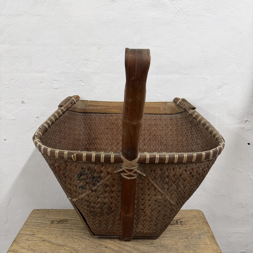 Water Tiger Decor Antique Chinese Basket Scoop