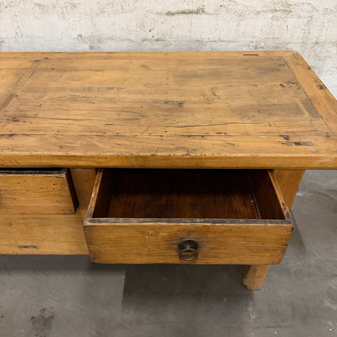 Water Tiger Furniture Antique Low Elmwood Three Drawer cabinet