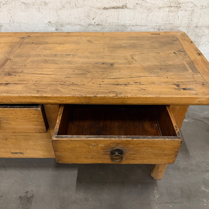 Water Tiger Furniture Antique Low Elmwood Three Drawer cabinet