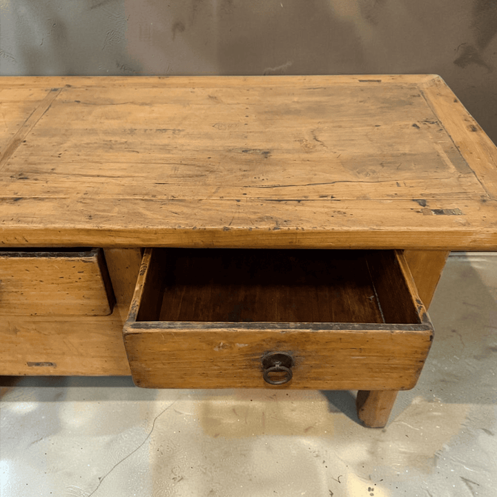 Water Tiger Furniture Antique Low Elmwood Three Drawer cabinet