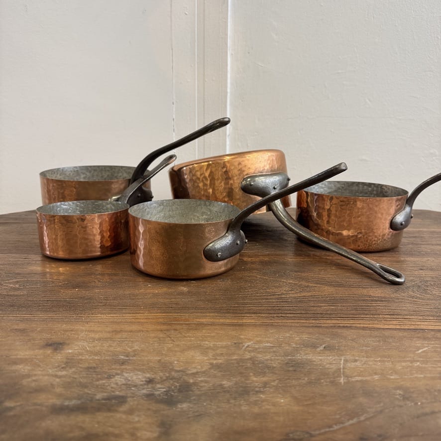 Water Tiger France Set Of 5 Antique Copper French Pots