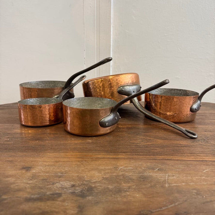 Water Tiger France Set Of 5 Antique Copper French Pots