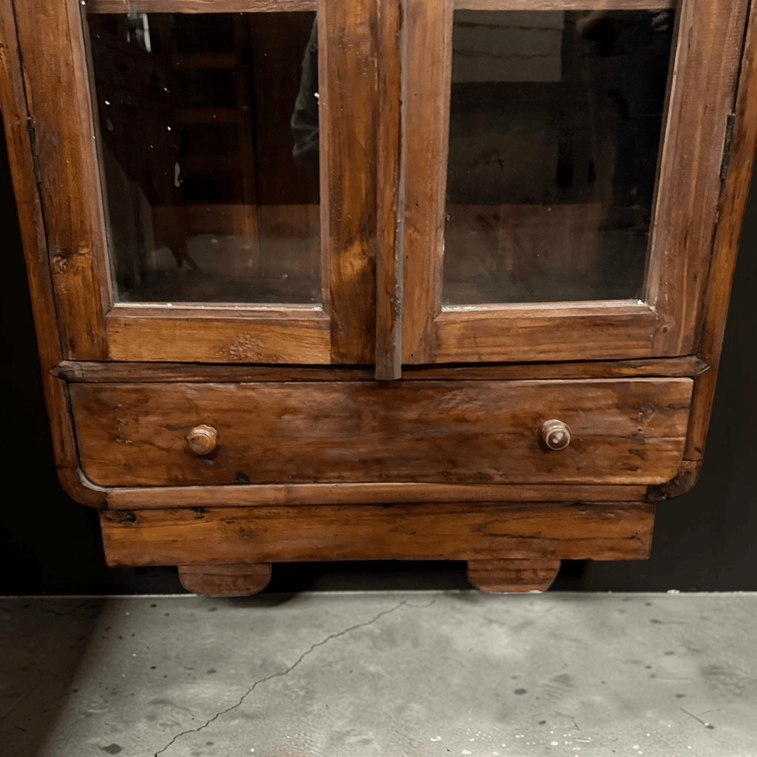 Water Tiger Furniture Glass and Teak Display Cabinet | Vintage Indonesian Furniture