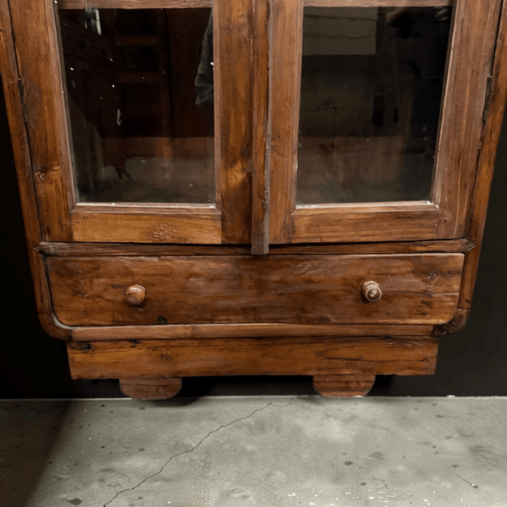 Water Tiger Furniture Glass and Teak Display Cabinet | Vintage Indonesian Furniture