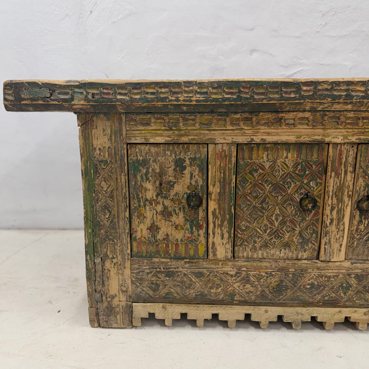 Water Tiger Furniture Antique Xinjiang Carved Elm Cabinet