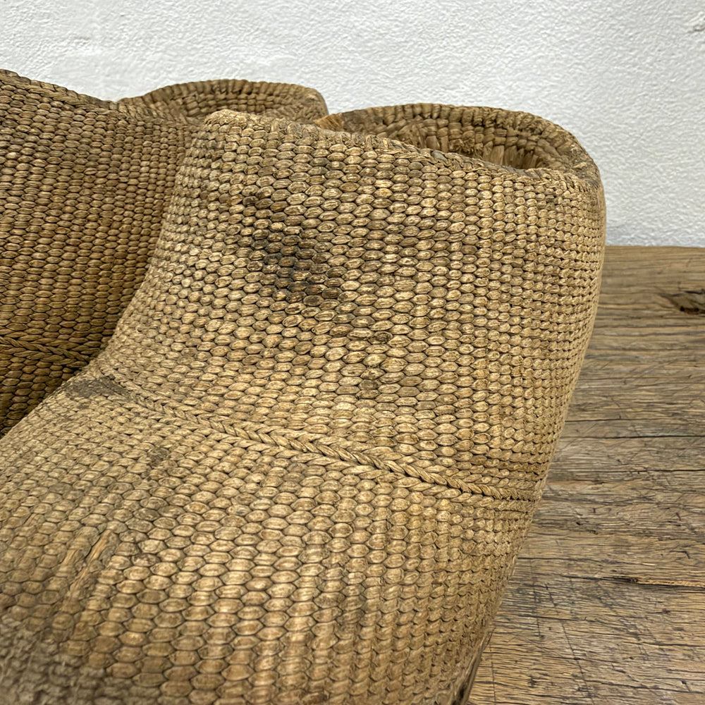 Water Tiger Decor A Pair Of Chinese Fisherman's Woven Reed Shoes