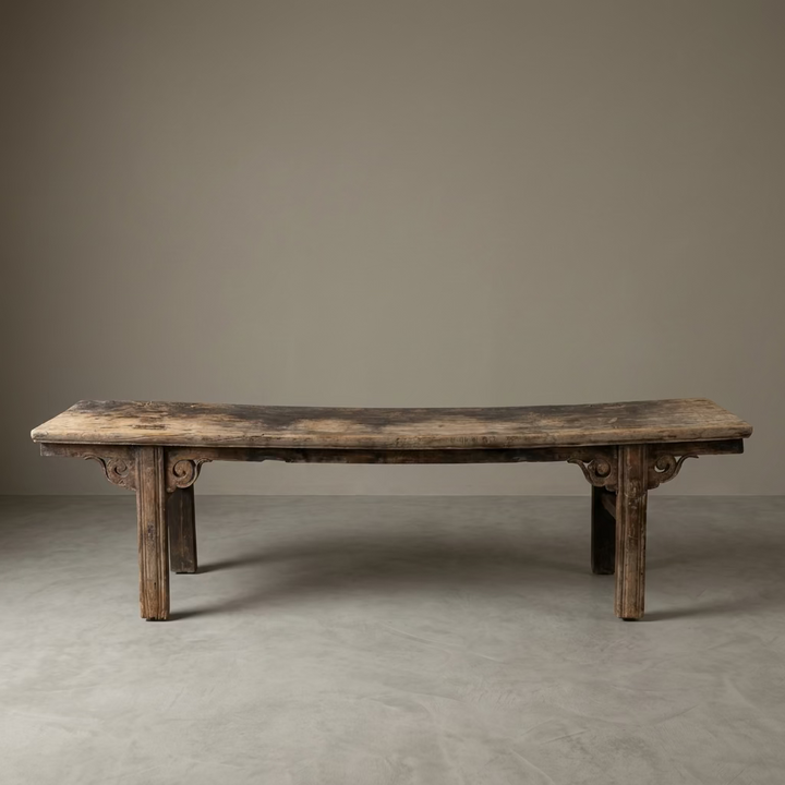 Water Tiger Furniture 19th Century Hand-Carved Elmwood Bench from China