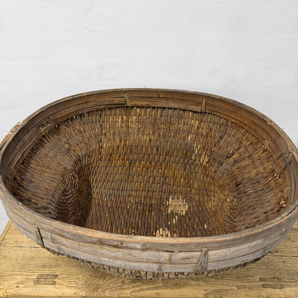 Water Tiger Decor Antique Chinese Grain Basket