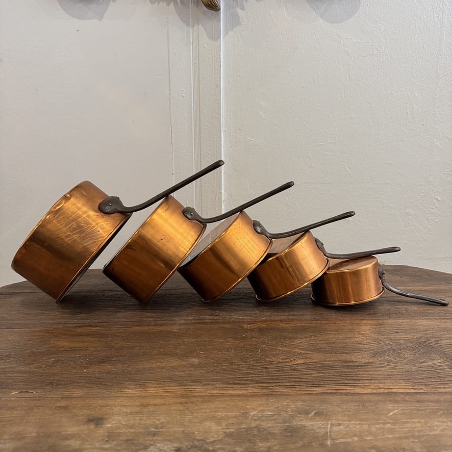 Water Tiger France Set Of 5 Copper French Pots