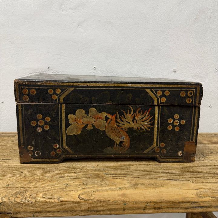 Water Tiger Decor Antique Chinese Wooden Document Box Early 1900’s