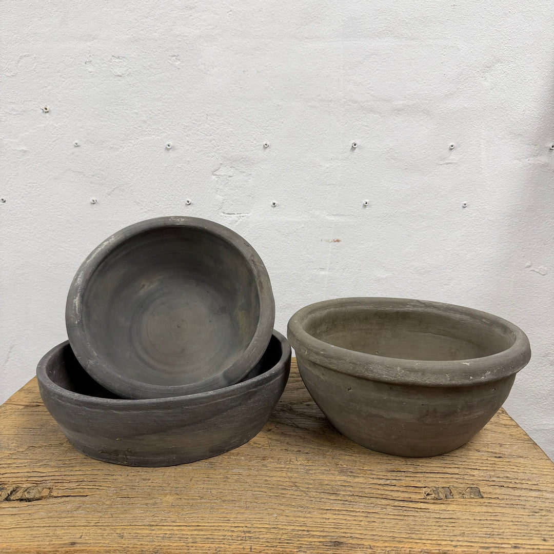 Water Tiger Decor Vintage Earthware Serving Bowls From Shanxi Province