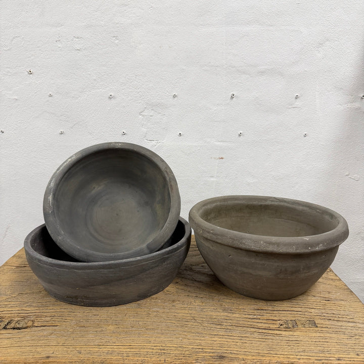 Water Tiger Decor Vintage Earthware Serving Bowls From Shanxi Province