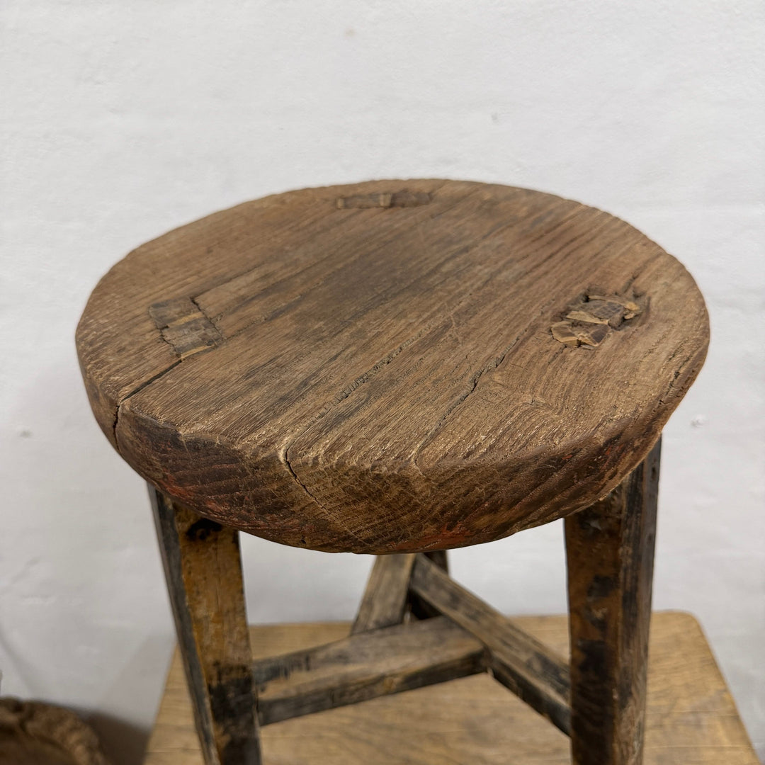 Water Tiger Furniture Chinese Elm Round Stool- early 1900&