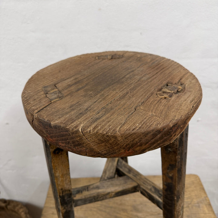 Water Tiger Furniture Chinese Elm Round Stool- early 1900&