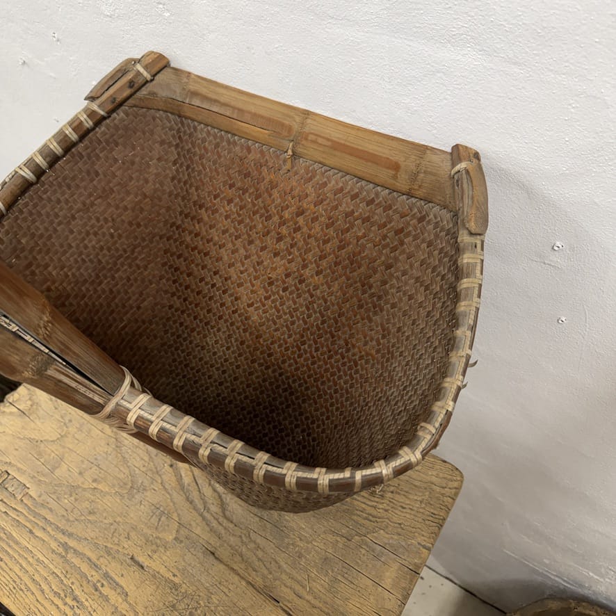 Water Tiger Decor Antique Chinese Basket Scoop