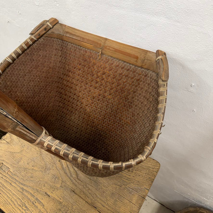 Water Tiger Decor Antique Chinese Basket Scoop