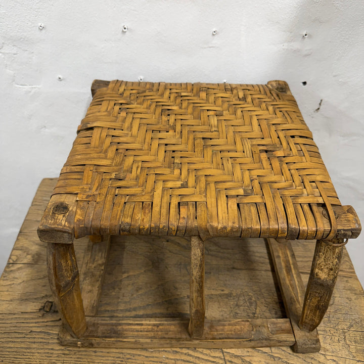 Water Tiger Furniture Antique Bamboo Woven Low Stool